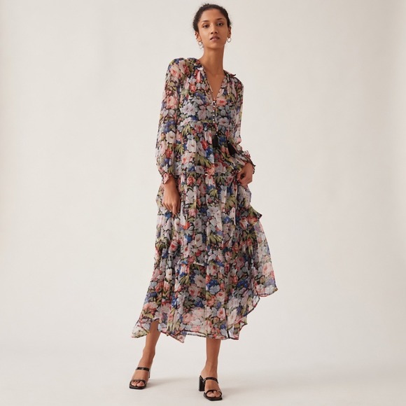 Anthropologie Dresses & Skirts - Anthropologie The Marais Printed Chiffon Maxi Dress Floral XL OB1371223